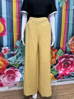 Front view of the Hot Ginger® Banana Lounge Pants in banana yellow, displayed on a mannequin.